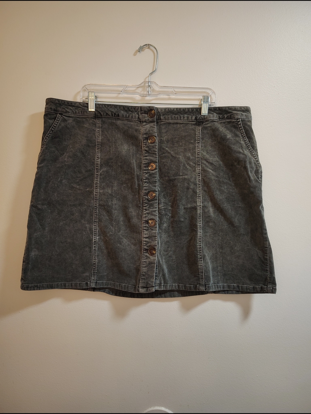 Maurices Gray Button-Front Mini Skirt